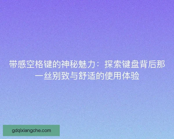带感空格键的神秘魅力：探索键盘背后那一丝别致与舒适的使用体验