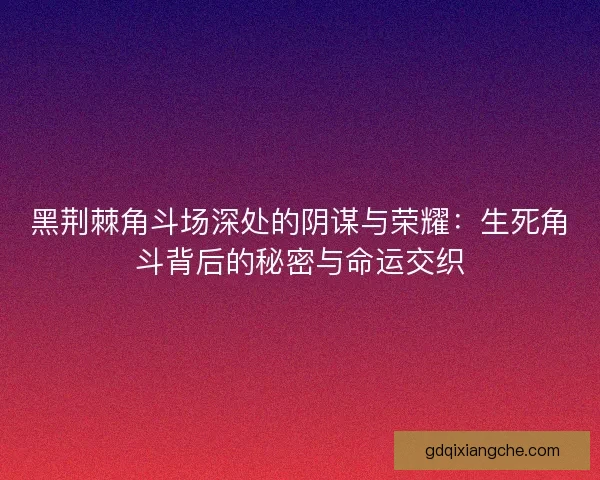 黑荆棘角斗场深处的阴谋与荣耀：生死角斗背后的秘密与命运交织