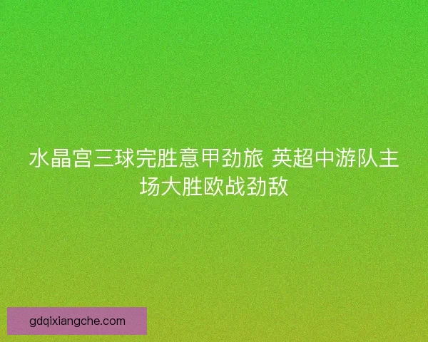 水晶宫三球完胜意甲劲旅 英超中游队主场大胜欧战劲敌