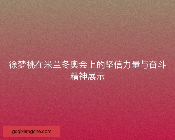 徐梦桃在米兰冬奥会上的坚信力量与奋斗精神展示