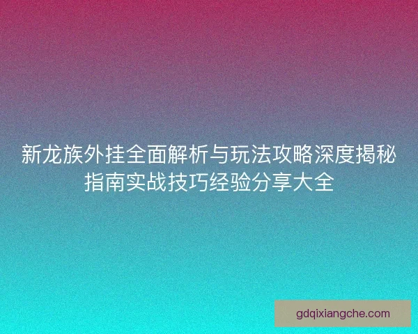 新龙族外挂全面解析与玩法攻略深度揭秘指南实战技巧经验分享大全