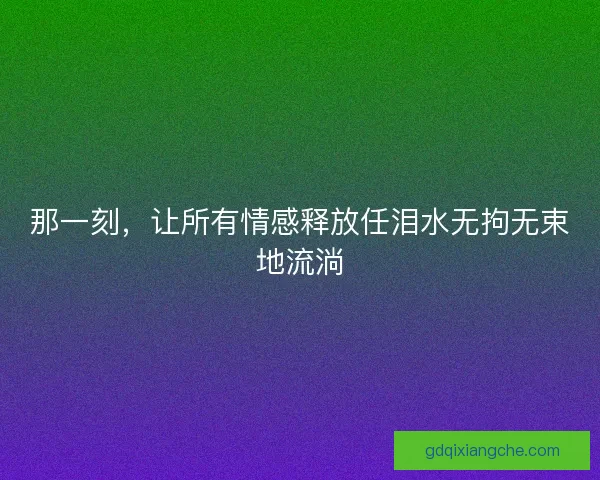 那一刻，让所有情感释放任泪水无拘无束地流淌